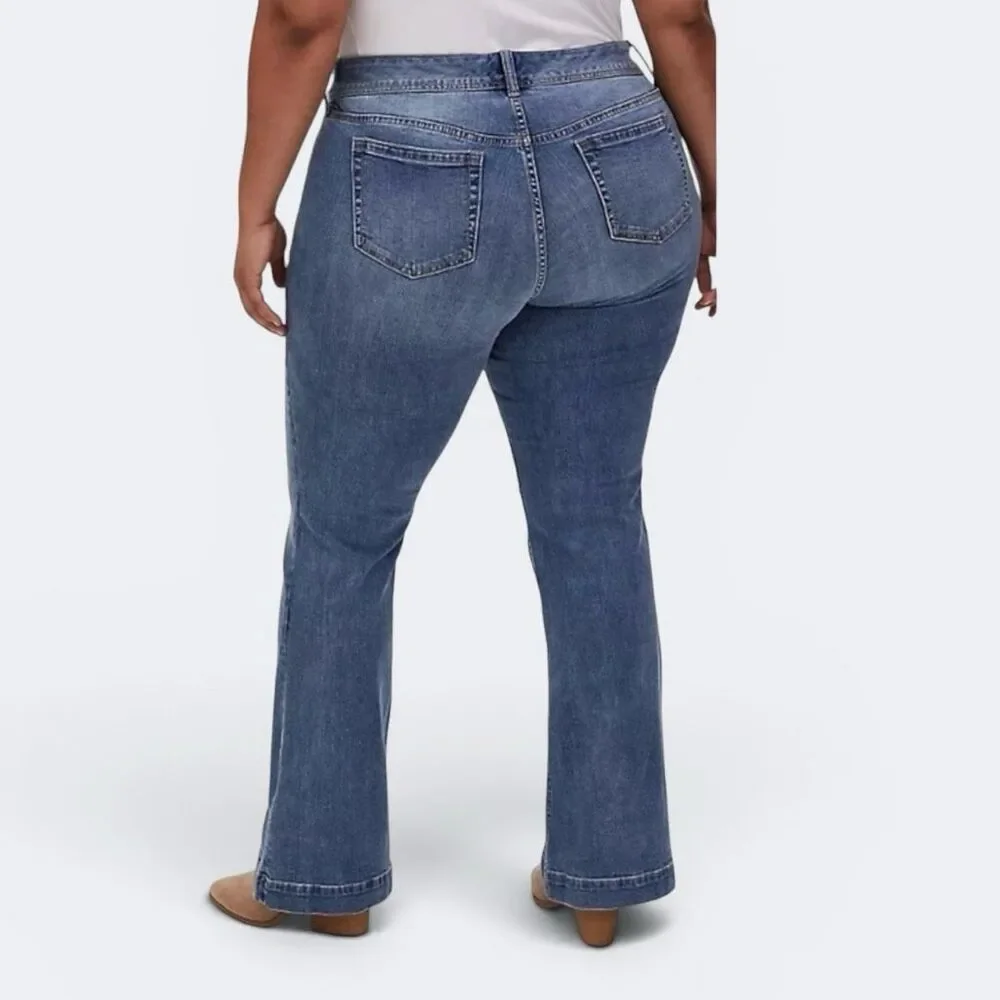 Torrid Vintage Stretch TALL Mid Rise Flare Jeans 33.5” Sz 14T